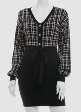 BCX Women's Black V-Neck Long-Sleeve Sweater Dress Juniors Size: M