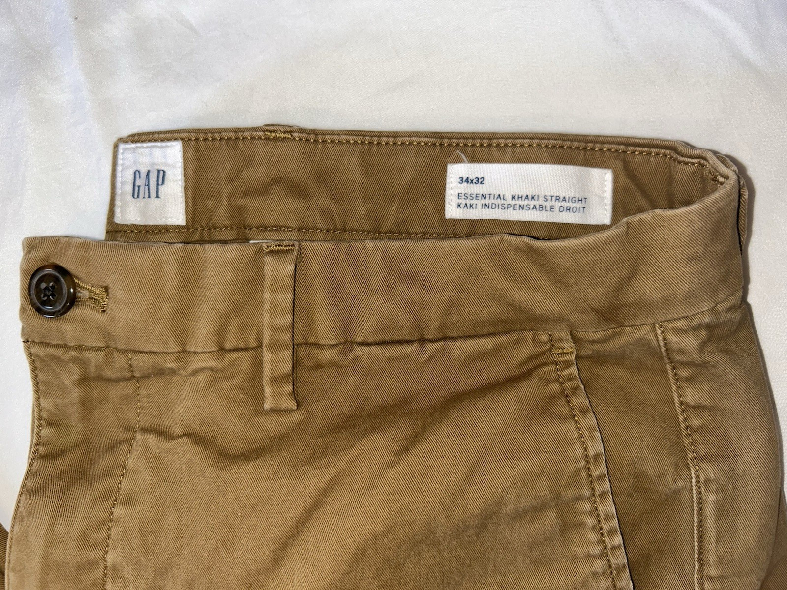 Men's Gap Essentials Khaki Straight Pant 34x32 Brown Beige thumbnail 3