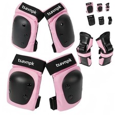 Knee and Elbow Pads Set for Women Teens, Pink Skateboarding Protective Gear