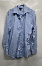 Banana Republic Mens Blue Printed Cotton Non-Iron Dress Shirt Sz L 16-16.5 34-35