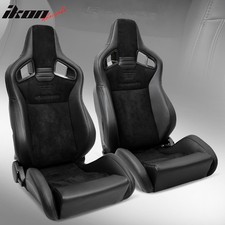 Universal Pair Reclinable Racing Seats Wdual Slider Suede Pu Carbon Leather