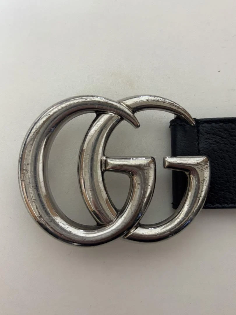 Ceinture GUCCI double largeur noire régulière sous la moitié