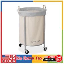 Laundry Basket with Wheels, 65 Gal. Commercial round Rolling Laundry Hamper with