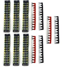 6 Sets 600V 25A 12-Position Dual Row Screw Terminal Strip with Barrier Strips