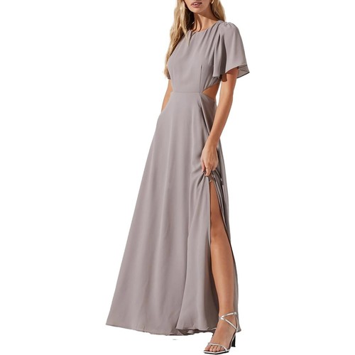 ASTR the Label Womens Katrina Gray Chiffon Evening Dress Gown S BHFO 9969