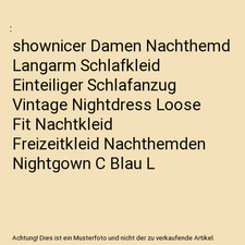 shownicer Damen Nachthemd Langarm Schlafkleid Einteiliger Schlafanzug Vintage Ni