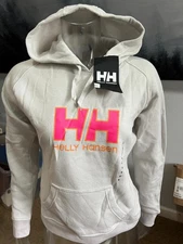 Helly Hansen Hoodie Womens S Grey HH Logo Cotton Blend Pullover Sweatshirt