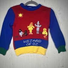 Vintage 1988 Harlequin Designs Wizard of Oz Colorblock Kids Sweater  Tag Sz: 6