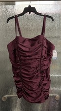 Cacique Burgundy Ruched Swim Top Wireless Lined 23 P2P 52H Size 26 Orig 77