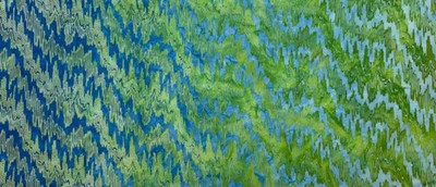 1 Yard Cut of Lunn Fabric Diagonal Ikat Ombre Batik 100% Cotton 2717 Lime Blue