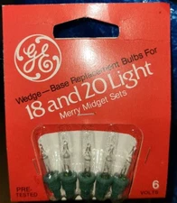 Merry Midget 2pks Vintage New GE Replacement Light Bulbs 6 Volt W2-20 CL 5 CLEAR
