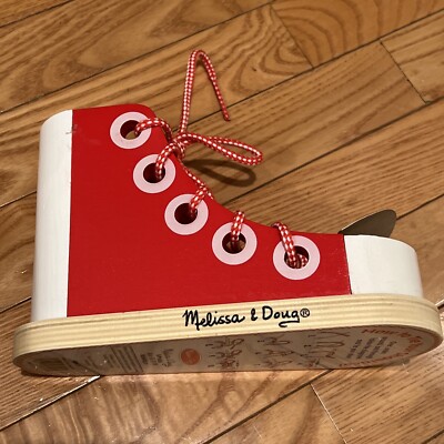 Melissa and Doug Wooden Lacing Shoe Learn to Lace and Tie