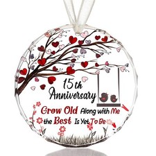 15th Wedding Anniversary Crystal Gifts for Wife Husband, Glass Colorful 3.5" ...
