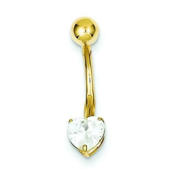 10k Gold Heart Belly Button Dangle Body Jewelry for sale