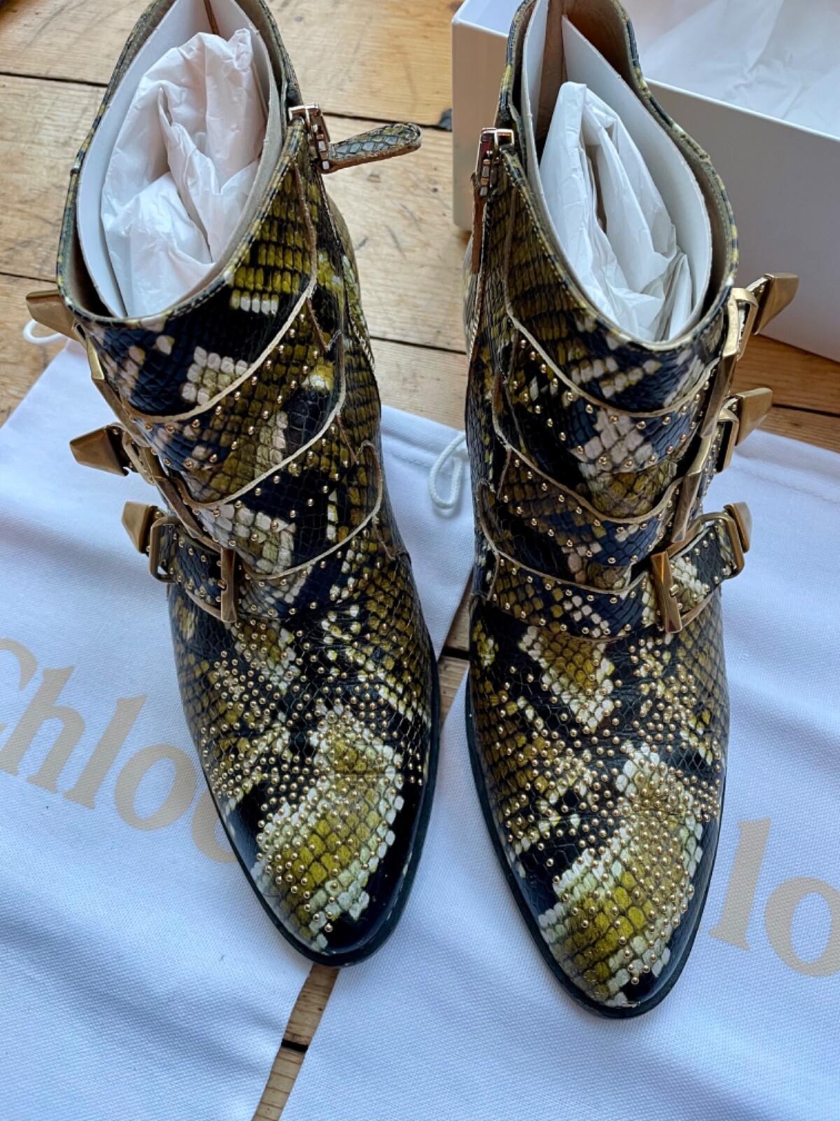 Chloe Susanna studded boots, python-effect leathe… - image 14