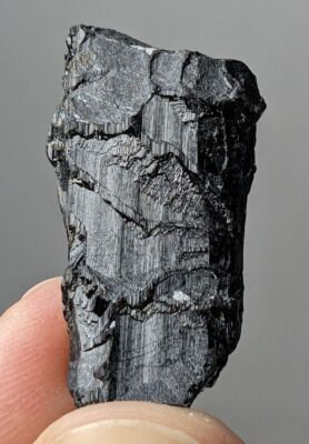 Natural rare unusually etched Black Tourmaline crystal with bizarre structure