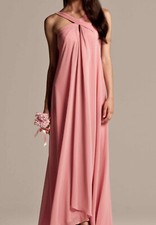 LAST ONE Formal evening bridesmaids luxe chiffon dress gown coral pink size 6