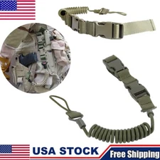 Tactical Hunting Elastic Pistol Lanyard Sling Gun Secure Spring Retention Rope