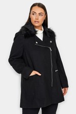 Evans Faux Fur Trim Biker Coat