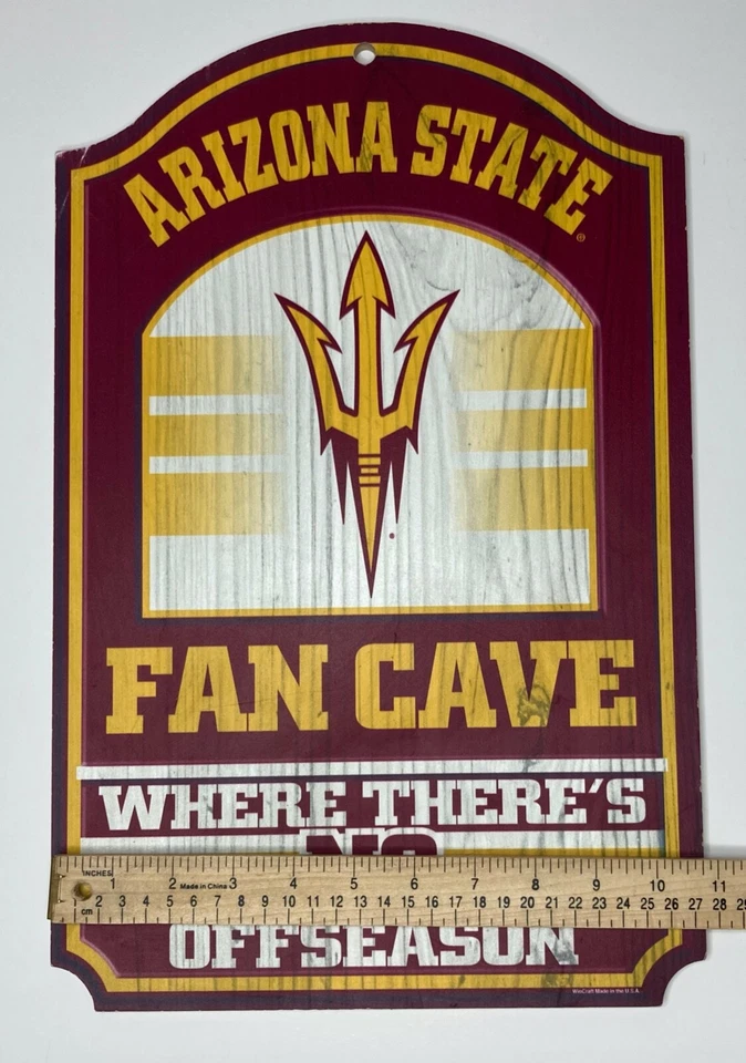 亚利桑那州太阳魔鬼标志亚利桑那州球迷洞穴运动室宿舍墙壁装饰大号木材 — 第 3/4 张图片