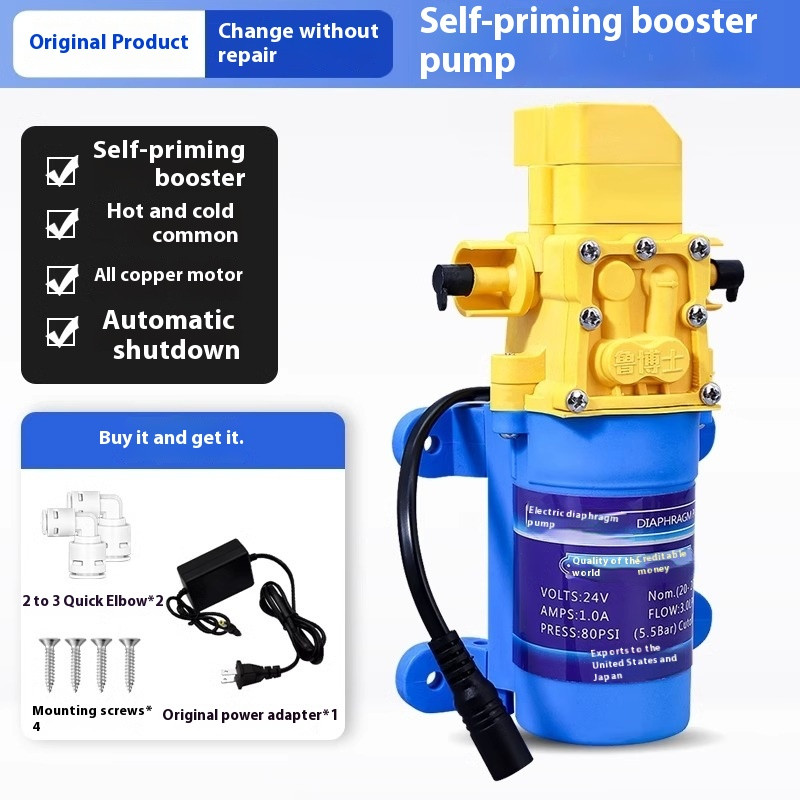 2 to 3 minute small yellow pump + power supply + screws