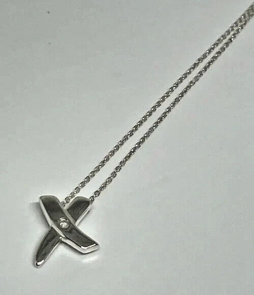 Tiffany & Co. Silver Diamond Picasso X Kiss Necklace - Image 3 of 4
