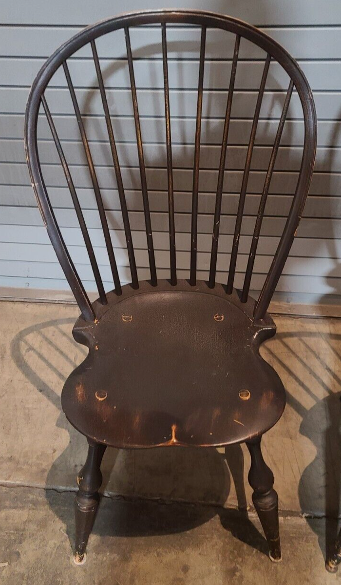 Pair of D.R. Dimes Bow Back Windsor Chairs Bench Made Black