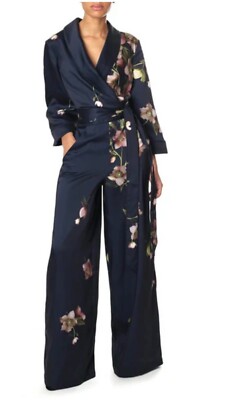 Ted Baker Navy Blue Floral Kensidy Arboretum Pyjama Jumpsuit - Main Image