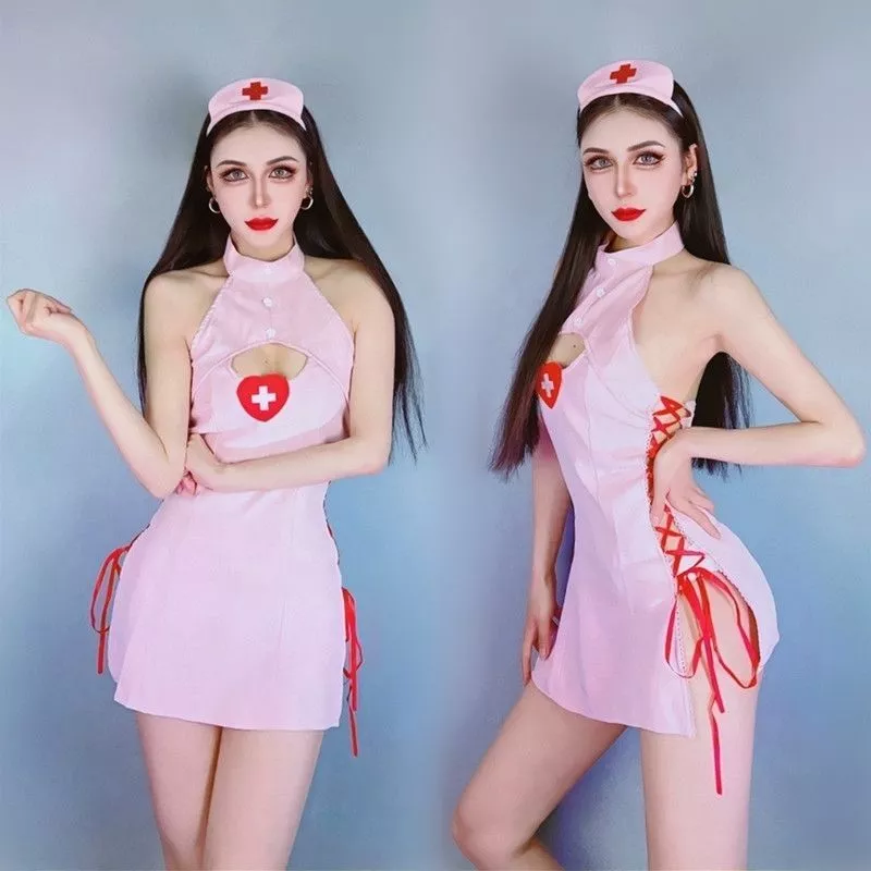 Women s new sexy party dress pink nurse dress bar suit Cosplay