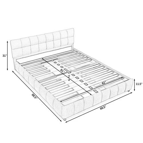 Queen King Size Bed Frames with Storage Drawer Upholstered Platform Bed Bedstead - Image 4 of 4
