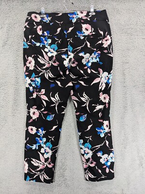 Lane Bryant The Allie Pants Women 20 Black Multicolor Floral Pull On Pockets Q80