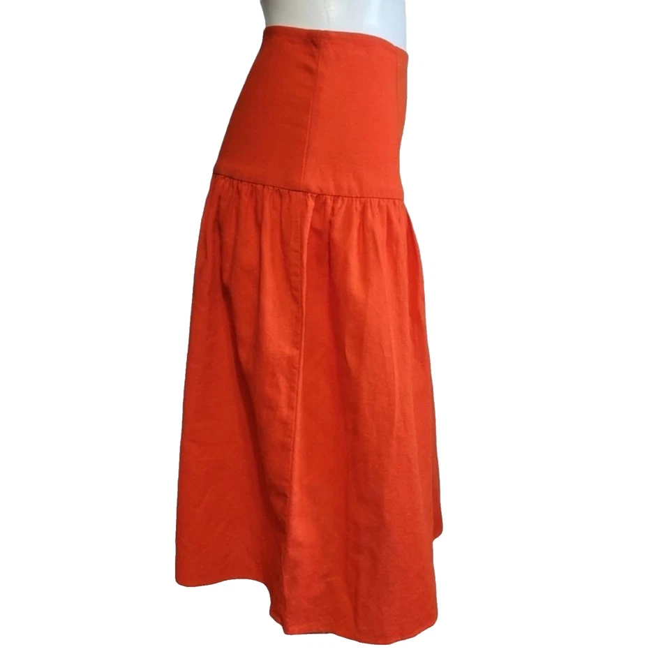 Falda midi Corey Lynn Calter 100% lino rojo amapola S Foto 3 de 4