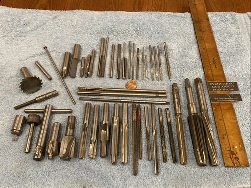 Machinist  Lot Mostly Small Sizes Reamers Burrs Carbide Center Taper Drill Bits