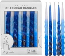 Zion Judaica Ltd Set of 45 Dripless Hanukkah Candles Spiral Candle Includes a