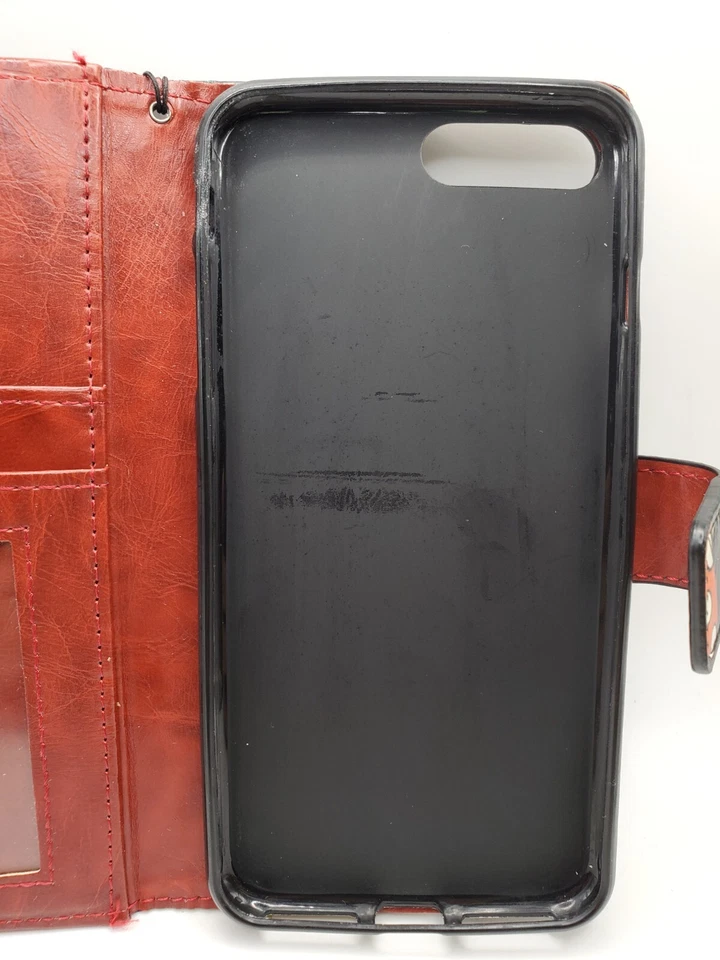 Disney Parks Minnie Mouse Imitación Cuero iPhone 5 5s SE Cartera Estuche Rojo Negro RARO Foto 3 de 4