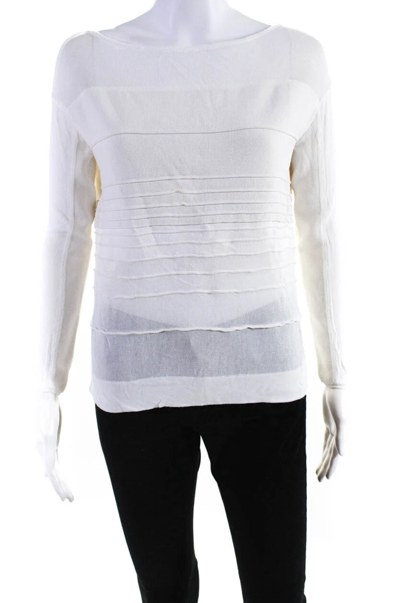 Helmut Lang Womens Mesh Knit Long Sleeve Top White Size P | eBay