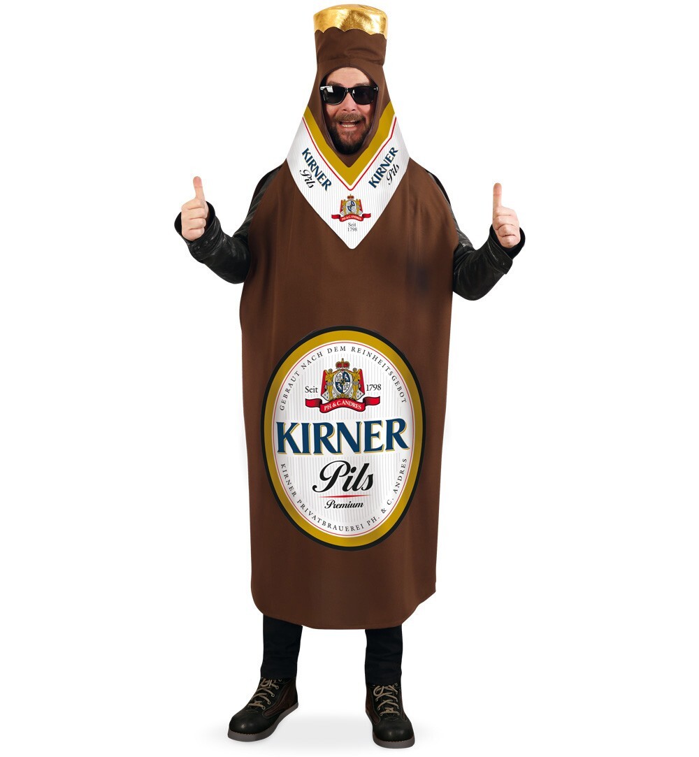 Kirner Bier Kostüm & Accessoires – Bierflaschen-Mütze Im Kirner Pils Design Für Karneval & Partys