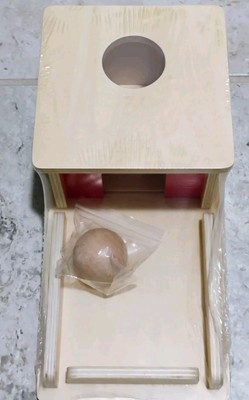Wooden Object Permanence Box with Tray and Ball