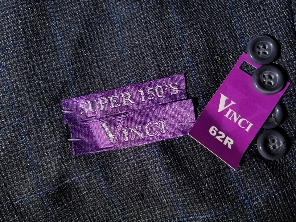 NUEVO Azul sobre Negro Glen Cuadros 2 piezas Traje 4-TEMPORADA 62R Chaqueta Pantalones 58W Foto 4 de 4