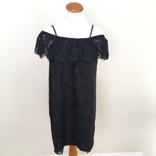 Madewell Black Lace Dusklace Off-The-Shoulder Dress Women’s Sz 6