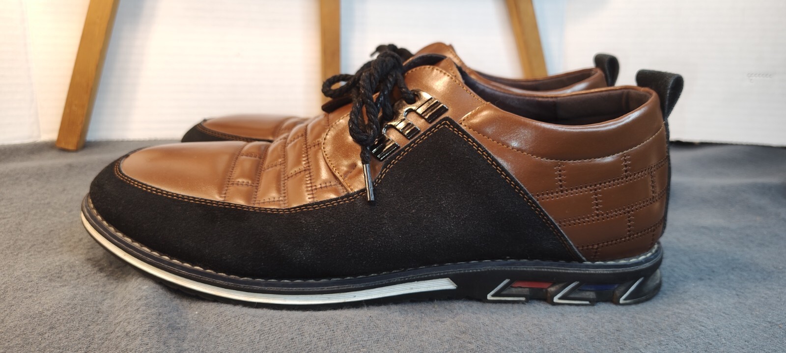 SAOLA Abito casual Gatsby NUOVO Oxford Derby Business marrone comfo da uomo taglia 46 US 12