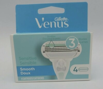 Gillette Venus SkinElixir Sensitive Smooth 3 Blades 4 Cartridges NEW BOX 