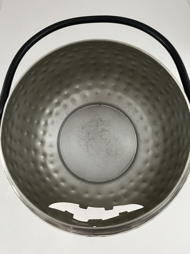 LARGE PUMPKIN Jack O Lantern Halloween Pail Silver Hammered Cauldron With Handle - Picture 6 of 7