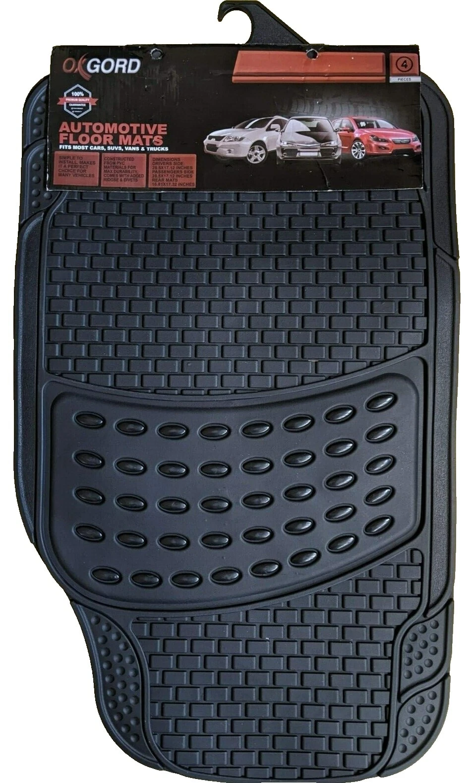 OxGord Black Rubber Car & Truck Floor Mats, Carpets & Cargo Liners