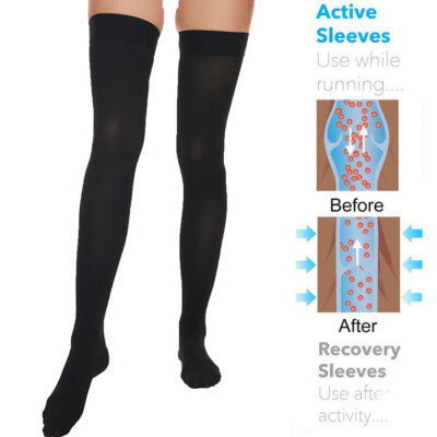 Thigh High Compression Socks 20-30 mmHg Anti-Skid Closed Toe Support Stockings