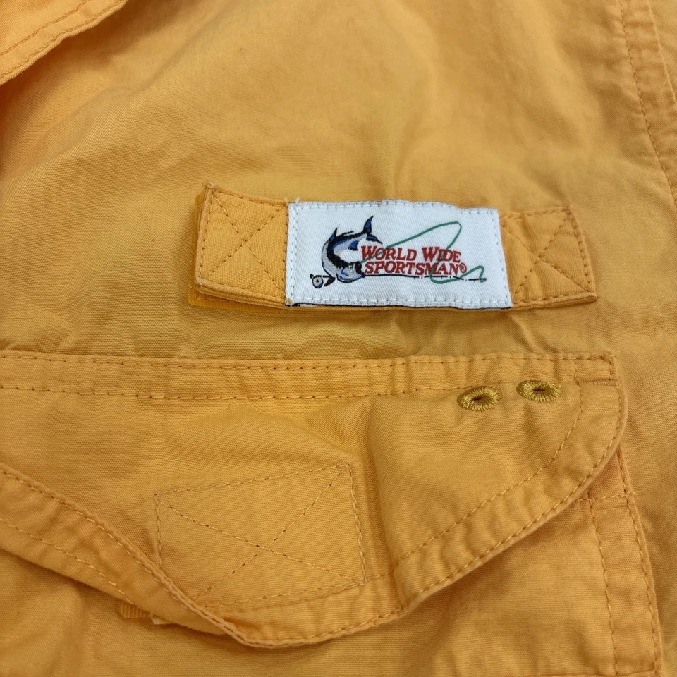 Camisa de pesca de manga corta Worldwide Sportsman naranja claro para hombre talla grande ventilada Foto 3 de 4