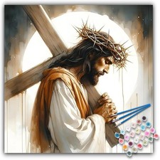 Paint by Numbers Kit for Adults, Jesus Cross Acrylic Canvas Painting Set