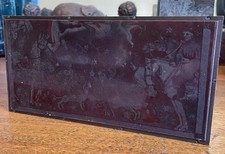 Printing Block Hunting Scene Horse Rider Dogs Vintage Engraved Plate 19cm
