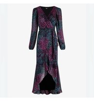 Express Metallic Print High Low Maxi Dress Size Small