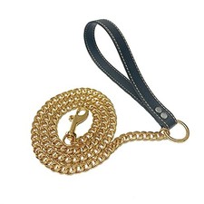 Gold Chain Dog Leash,12MM Strong Stainless Steel Cuban Link Chain,18K Gold Pl...